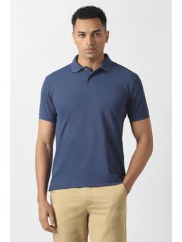Van Heusen - Blue Solid Polyester Slim Fit Polo T-Shirt