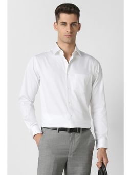 Van Heusen - White Solid Cotton Tailored Fit Shirt