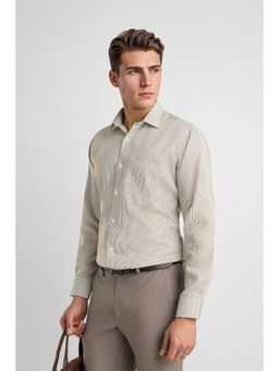 Van Heusen - Beige Stripes Cotton Tailored Fit Shirt