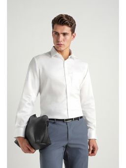 Van Heusen - White Solid Lyocell Blend Tailored Fit Shirt