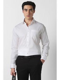 Van Heusen - White Solid Cotton Slim Fit Shirt
