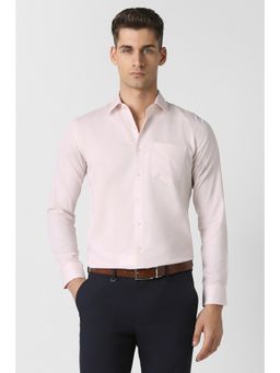 Van Heusen - Pink Textured Cotton Slim Fit Shirt