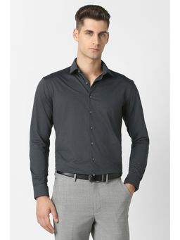 Van Heusen - Black Stripes Polyester Blend Slim Fit Shirt