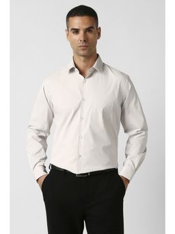 Van Heusen - White Solid Polyester Blend Tailored Fit Shirt