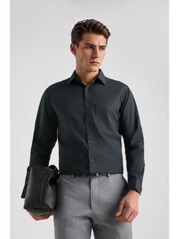 Van Heusen - Black Stripes Cotton Blend Tailored Fit Shirt