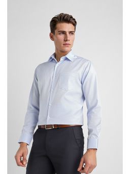 Van Heusen - Blue Textured Cotton Tailored Fit Shirt