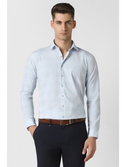 Van Heusen - Blue Checks Polyester Blend Slim Fit Shirt