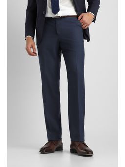 Van Heusen - Navy Blue Solid Polyester Blend Comfortable Fit Trouser