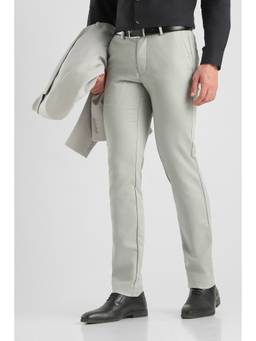 Van Heusen - Grey Solid Cotton Blend Slim Fit Trouser