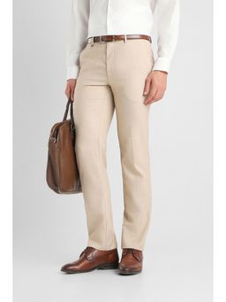 Van Heusen - Beige Solid Polyester Blend Slim Fit Trouser