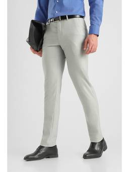 Van Heusen - Grey Textured Polyester Blend Slim Fit Trouser