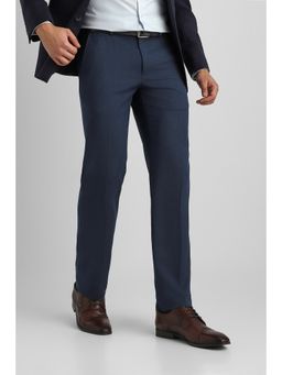 Van Heusen - Navy Blue Textured Polyester Blend Slim Fit Trouser
