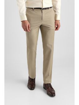Van Heusen - Beige Solid Polyester Blend Slim Fit Trouser