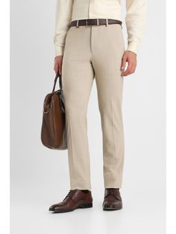 Van Heusen - Beige Textured Polyester Blend Slim Fit Trouser