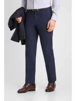 Van Heusen - Navy Blue Solid Polyester Blend Slim Fit Trouser