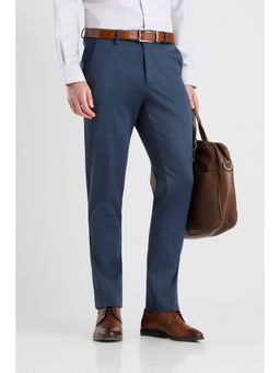 Van Heusen - Navy Blue Textured Polyester Blend Slim Fit Trouser