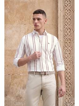 Van Heusen - White Stripes Cotton Slim Fit Shirt
