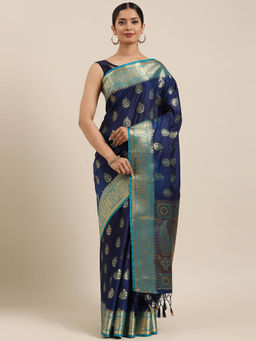 Mimosa - Women Kanjivaram Style Silk Saree With Unstitched Blouse