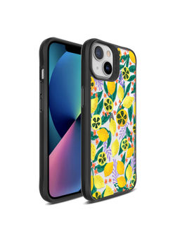 DailyObjects - Lemony Leafy Black Hybrid Clear Case Cover for iPhone 13 Mini 5.4 inch