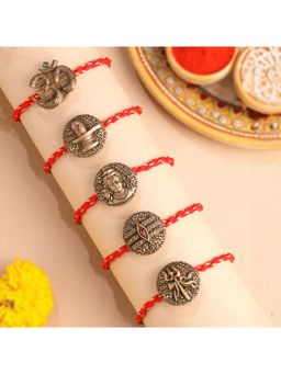 Cosa Nostraa - Mahadev Blessings Antique Gold Premium Designer Rakhi (Pack Of 5)