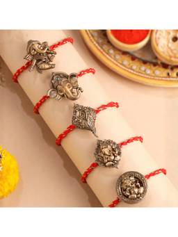Cosa Nostraa - Lord Ganesha Divine Antique Premium Designer Rakhi (Pack Of 5)
