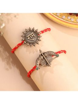 Cosa Nostraa - Shri Ram And Ram Dhanush Antique Gold Premium Rakhi (Pack Of 2)