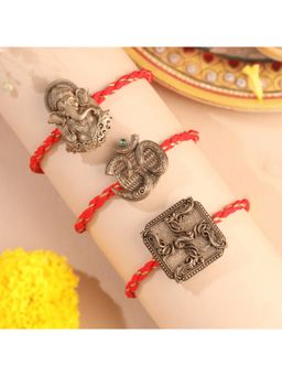 Cosa Nostraa - Om, Lord Ganesh Ji And Swastik Divine Premium Rakhi (Pack Of 3)