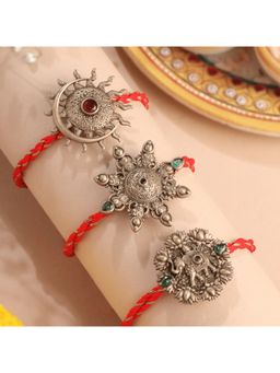 Cosa Nostraa - Sun-Inspired, Heritage Elephant And Gemstone Rakhi (Pack Of 3)