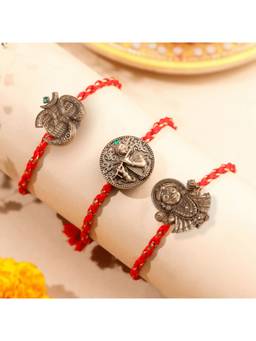Cosa Nostraa - Lord Krishna, Om And Lord Jagannath Antique Premium Designer Rakhi (Pack Of 3)
