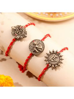 Cosa Nostraa - Lord Ram, Lord Krishna And Om Divine Premium Designer Rakhi (Pack Of 3)