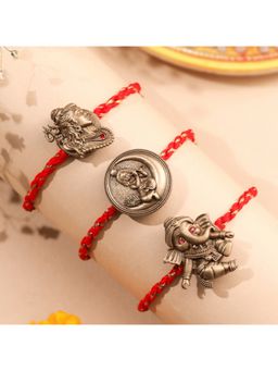 Cosa Nostraa - Lord Krishna, Lord Shiva And Lord Ganesha Antique Designer Rakhi (Pack Of 3)