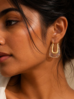Niska - 22K Gold Plated Single White Earrings