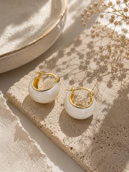 Niska - 22K Gold Plated Single White Earrings