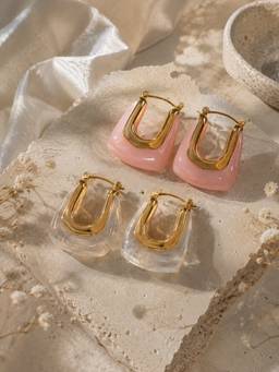 Niska - 22K Gold Plated Multi-Color Earrings (Pack Of 2)