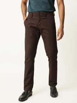 Rare Rabbit - Jude Brown Satin Stretch Cotton Trousers