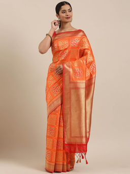Mimosa - Women Kanjivaram Style Silk Saree With Unstitched Blouse