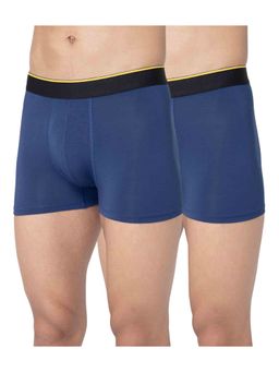 Bummer - Blue Mens Solid Micro Modal Trunks Ultra Soft & Breathable (Pack of 2)