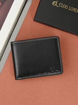 CLOG LONDON - Men Black Solid Flap Closure Two Fold Wallet