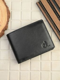 CLOG LONDON - Men Black Solid Flap Closure Two Fold Wallet