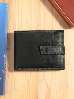 CLOG LONDON - Men Black Solid Button Closure Two Fold Wallet
