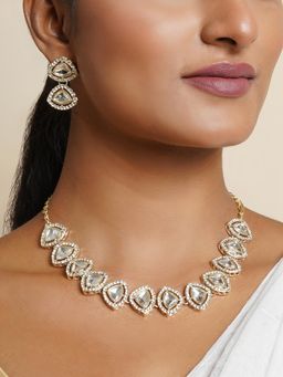 Teejh - Vatsala Silver White Necklace Set