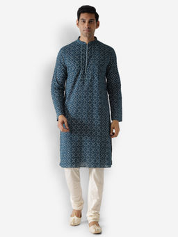 KISAH - Men Blue Kurta (Set of 2)