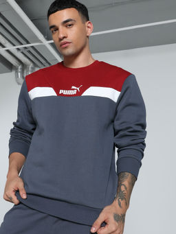 Puma - Power Color Block Crew Men's Grey Sweatshirt