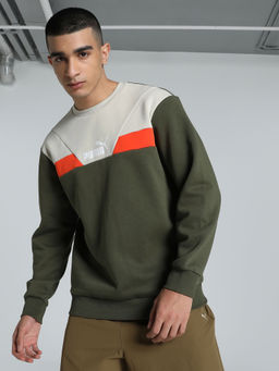 Puma - Power Color Block Crew Men's Green Sweatshirt