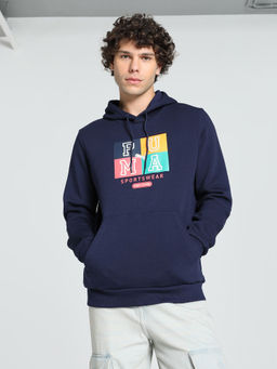 Puma - Ess Graphic Fl Men's Blue Hooded Sweatshirt