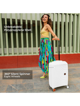 Nasher Miles - White Seattle Hard Sided Polypropylene Cabin Luggage Bag