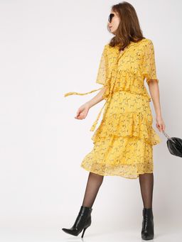 VERO MODA - Women Floral Yellow Casual Dress
