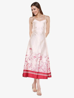 RAREISM - Women Ferrara Primary Cream Shoulder Straps Maxi Bodycon Dress