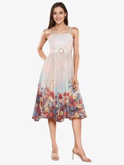 RAREISM - Women Osthu Ivory Shoulder Straps Midi Flared Dress