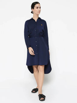 RAREISM - Women Yulu Primary Navy Collar Neck Mini Straight Dress with Belt (Set of 2)